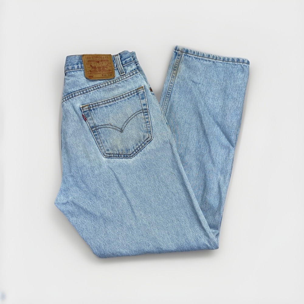 Levis 505 Jeans Mens 34 x 30 Denim Regular Fit Straight Leg 90s Vintage